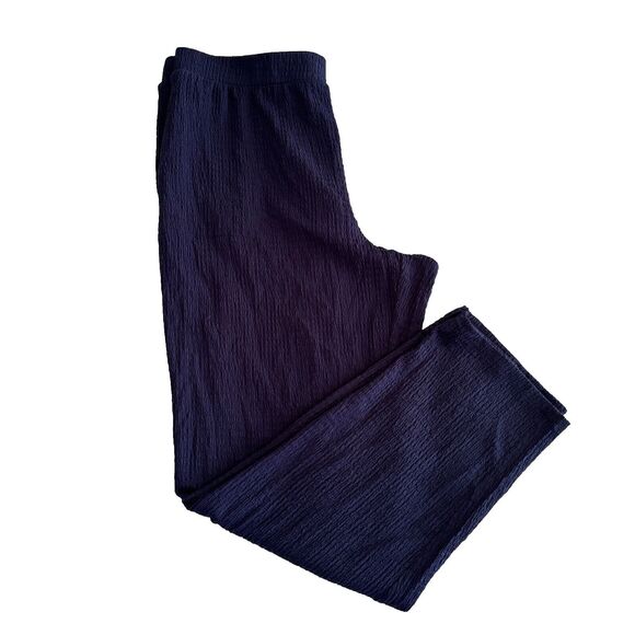 Isaac Mizrahi Pull On Pants Wide Leg Elastic Waist Blue Women Size L Pant - Picture 4 of 11